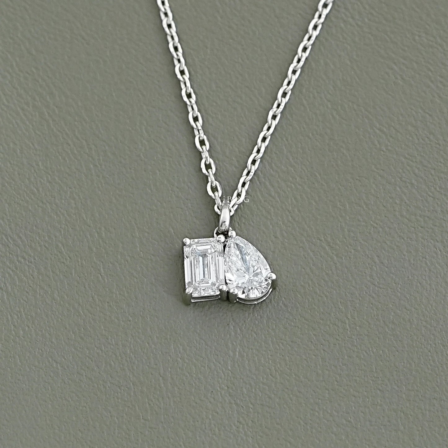 Pear & Emerald Cut Lab Grown Diamond Toi Et Moi Necklace