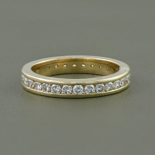 Round Diamond Channel Set Eternity Wedding Band