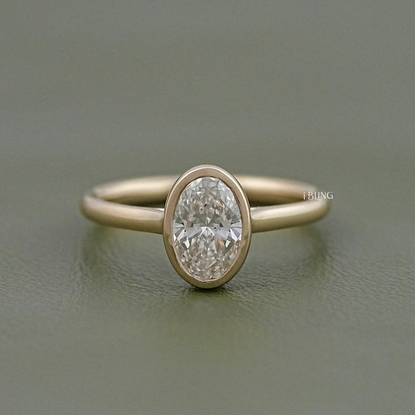 Bezel Oval Lab Diamond Solitaire Engagement Ring Solitaire Ring