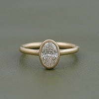 Bezel Oval Lab Diamond Solitaire Engagement Ring