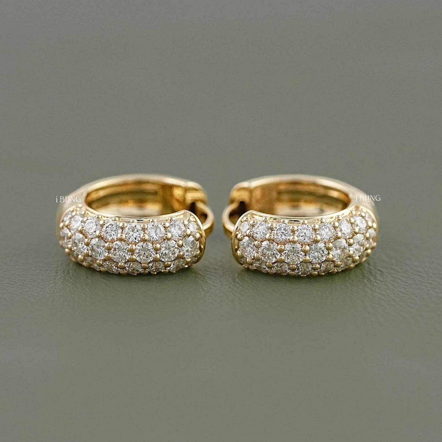 Round Diamond Pave Set Huggie Hoop Earrings Hoops & Huggies