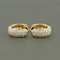 Round Diamond Pave Set Huggie Hoop Earrings