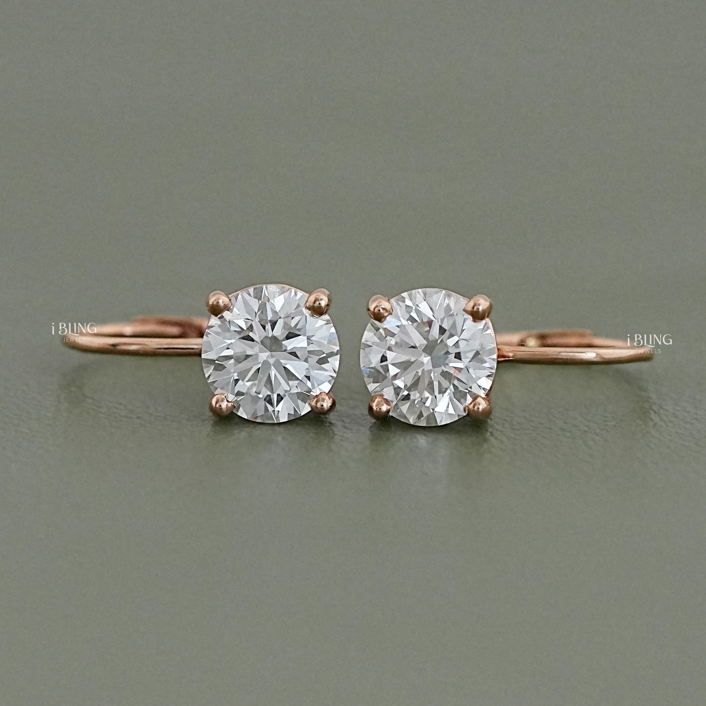 Solitaire Round Diamond Drop Earrings Dangle & Drops