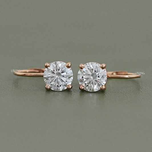 Solitaire round diamond drop earrings for women by Ibling Jewels