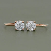 Solitaire Round Diamond Drop Earrings