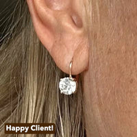 Solitaire Round Diamond Drop Earrings