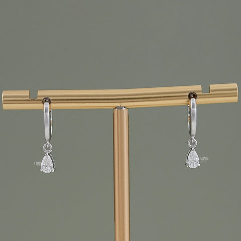 Pear Cut Lab Grown Diamond Drop Hoop