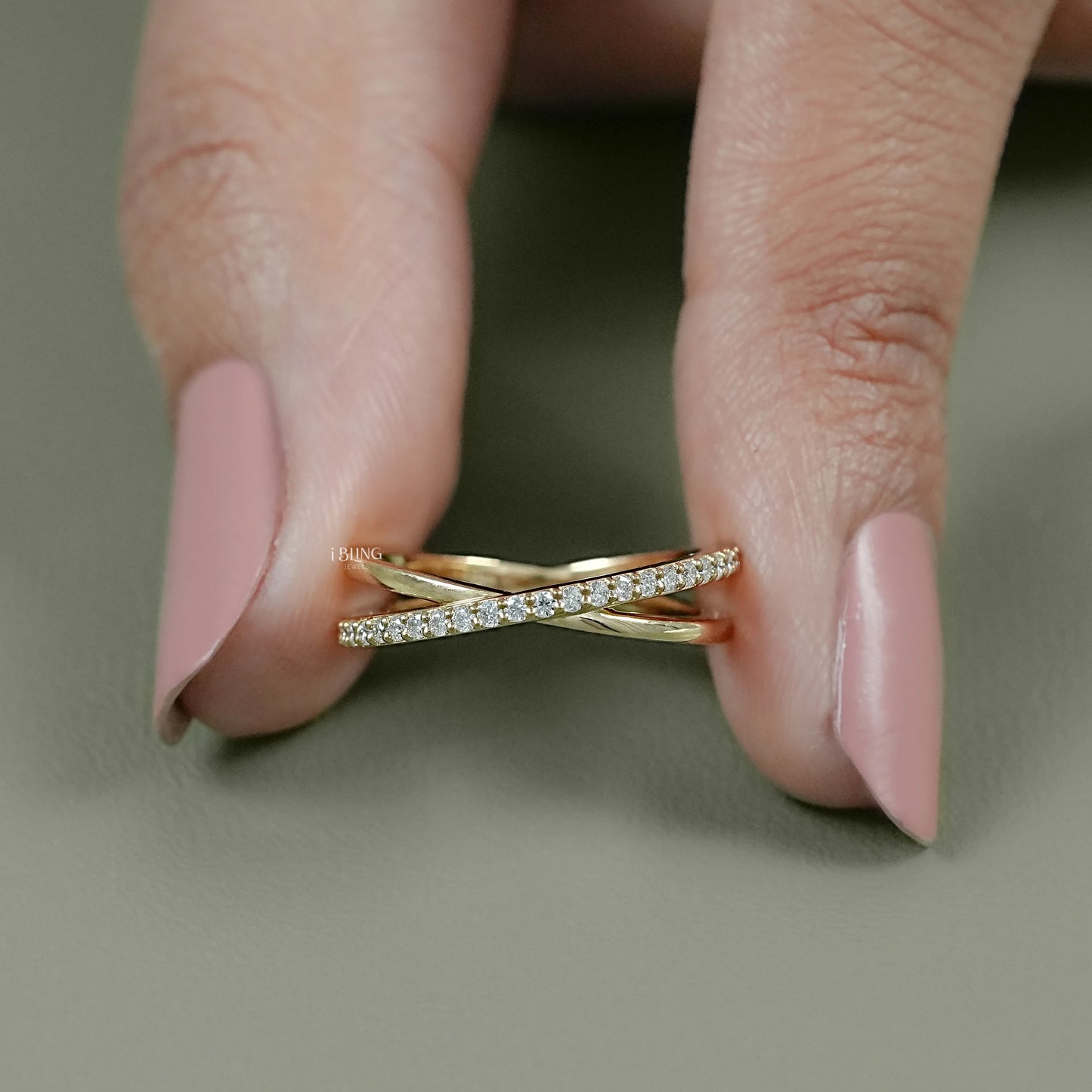 Round Cut Lab Grown Twisted Wedding Band