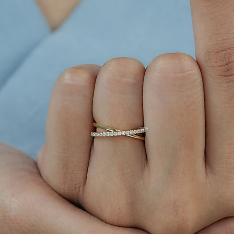 Round Cut Lab Grown Twisted Wedding Band