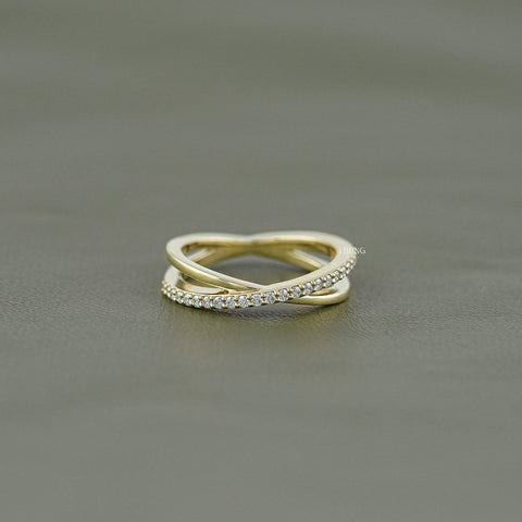 Round Cut Lab Grown Twisted Wedding Band