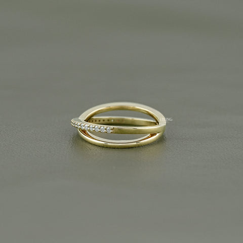 Round Cut Lab Grown Twisted Wedding Band