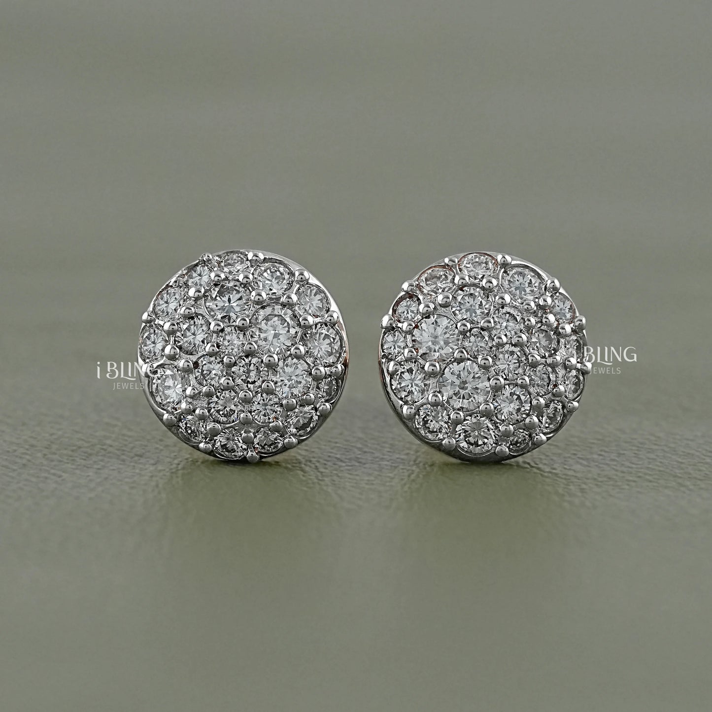 Round Lab Diamond Cluster Stud Earrings Stud