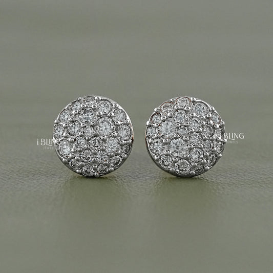 Round Lab Diamond Cluster Stud Earrings Stud