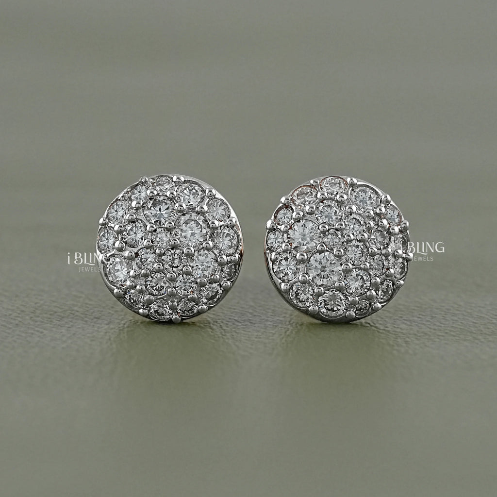 Round Lab Diamond Cluster Stud Earrings