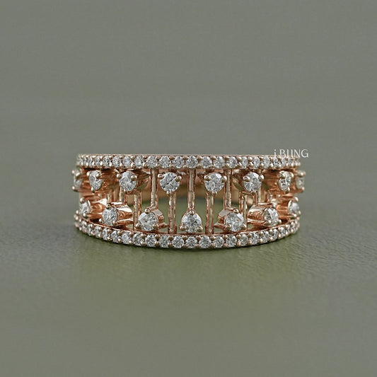 Double Row Round Diamond Band Half Eternity