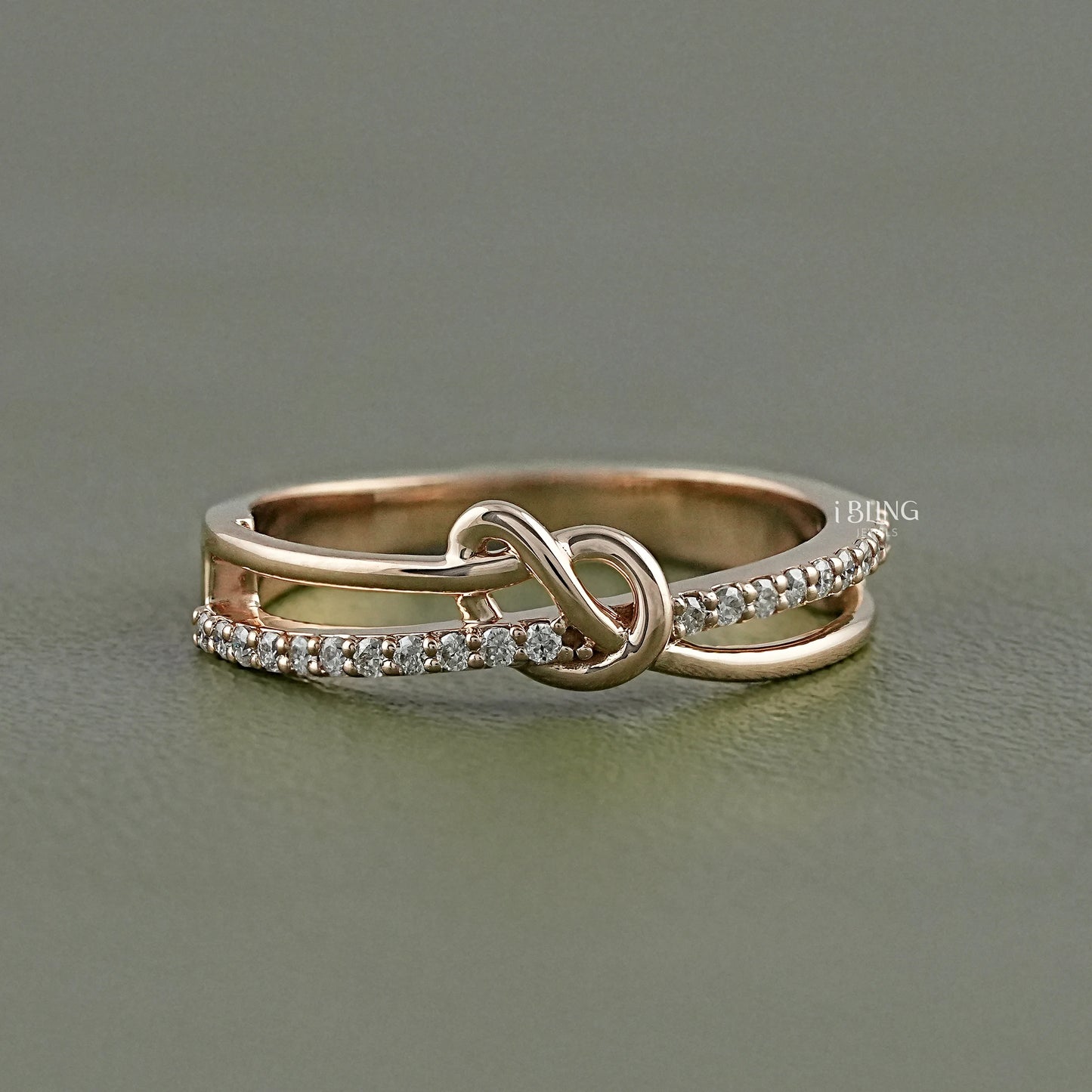 Round Cut Lab Grown Diamond Knot Wedding Band Half Eternity