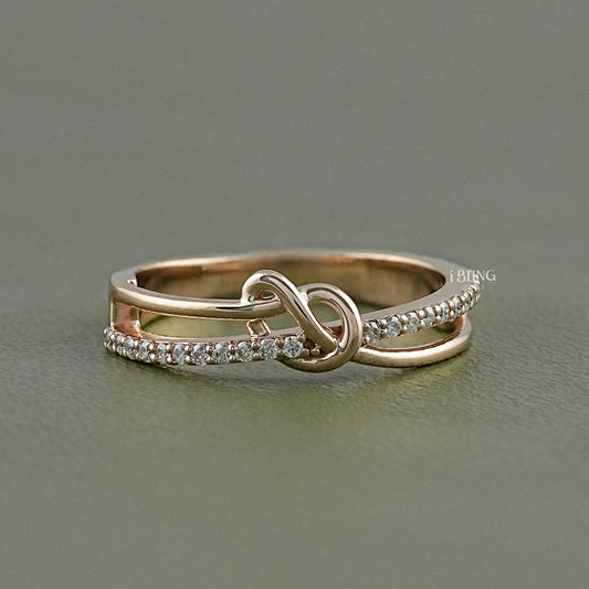 Round Cut Lab Grown Diamond Knot Wedding Band Half Eternity