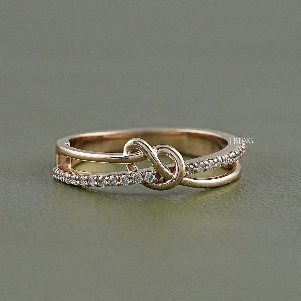 Round Cut Lab Grown Diamond Knot Wedding Band
