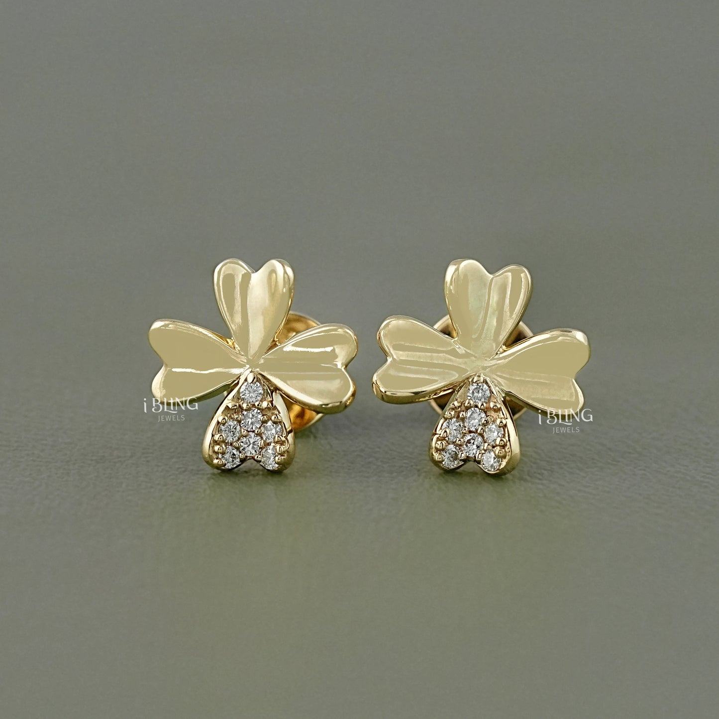 Lab Diamond 4 Leaf Clover Stud Earrings Stud