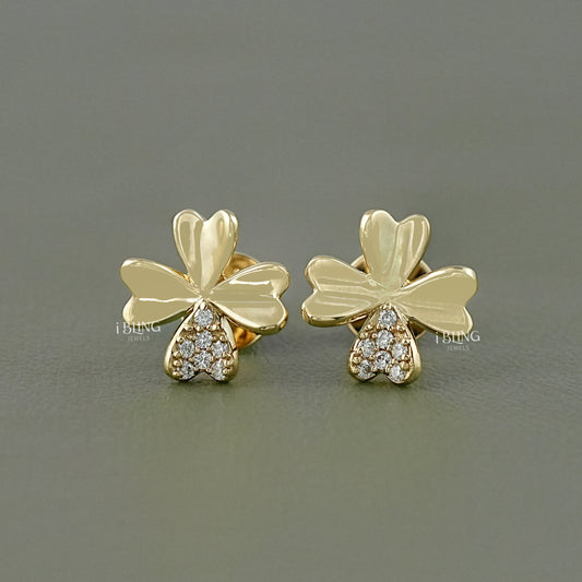 Lab Diamond 4 Leaf Clover Stud Earrings Stud