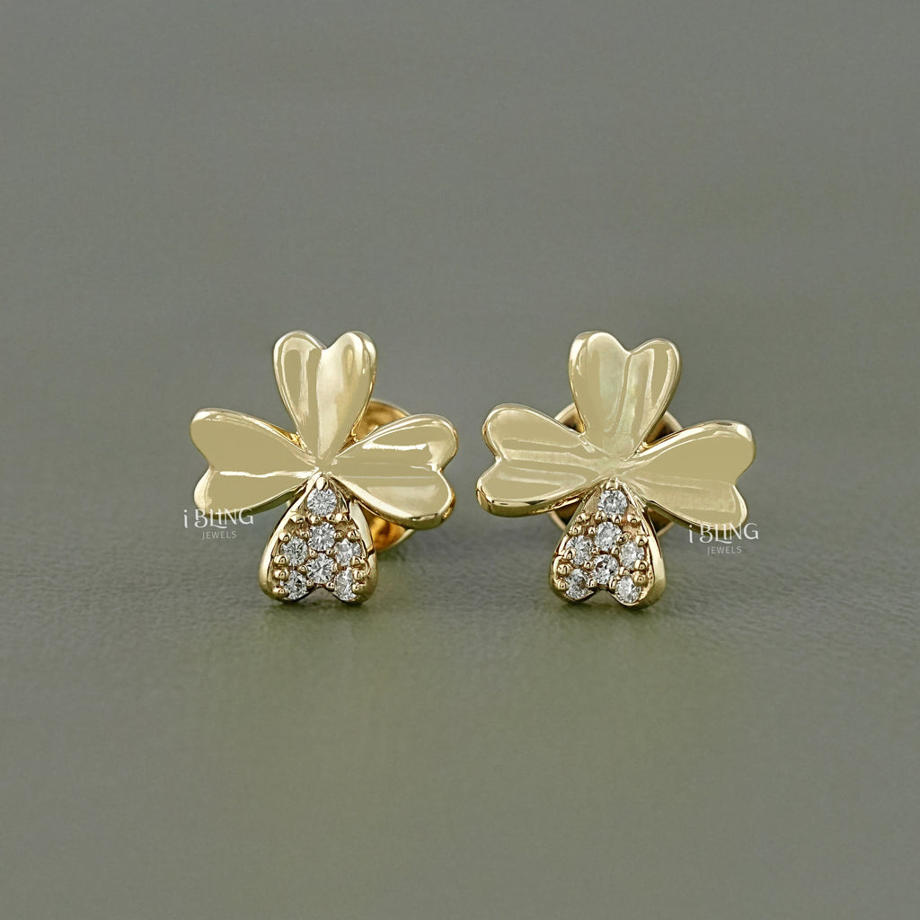 Lab Diamond 4 Leaf Clover Stud Earrings