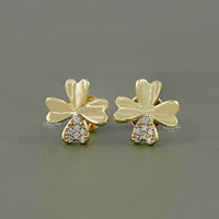 Lab Diamond 4 Leaf Clover Stud Earrings