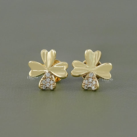 Lab Diamond 4 Leaf Clover Stud Earrings