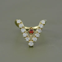 Ruby & Round Diamond Wishbone Ring