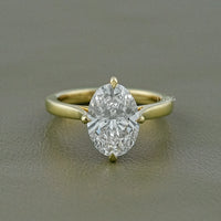 Oval Cut Lab Solitaire Diamond Engagement Ring