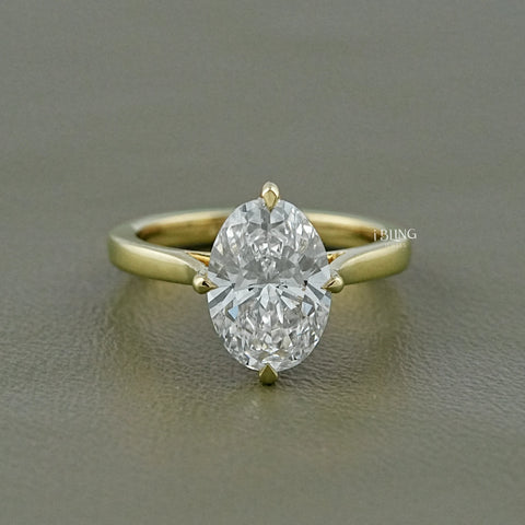 Oval Cut Lab Solitaire Diamond Engagement Ring
