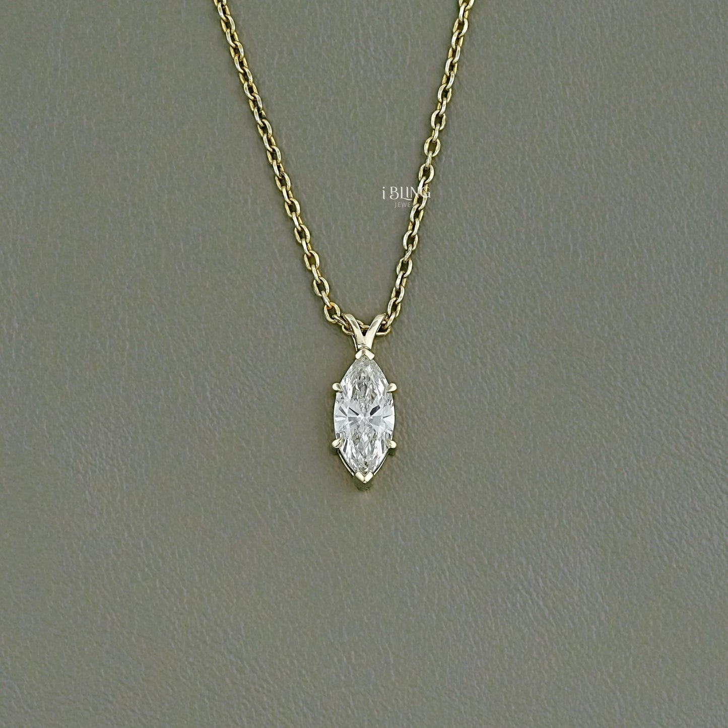 Marquise Cut Lab Diamond Solitaire Pendant Necklace Pendants