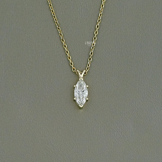 Marquise Cut Lab Diamond Solitaire Pendant Necklace Pendants