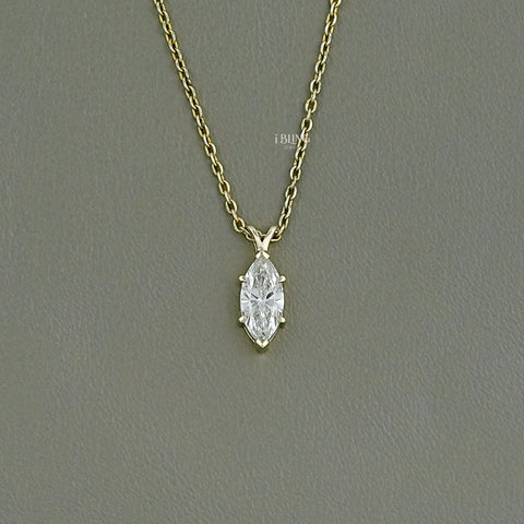 Marquise Cut Lab Diamond Solitaire Pendant Necklace