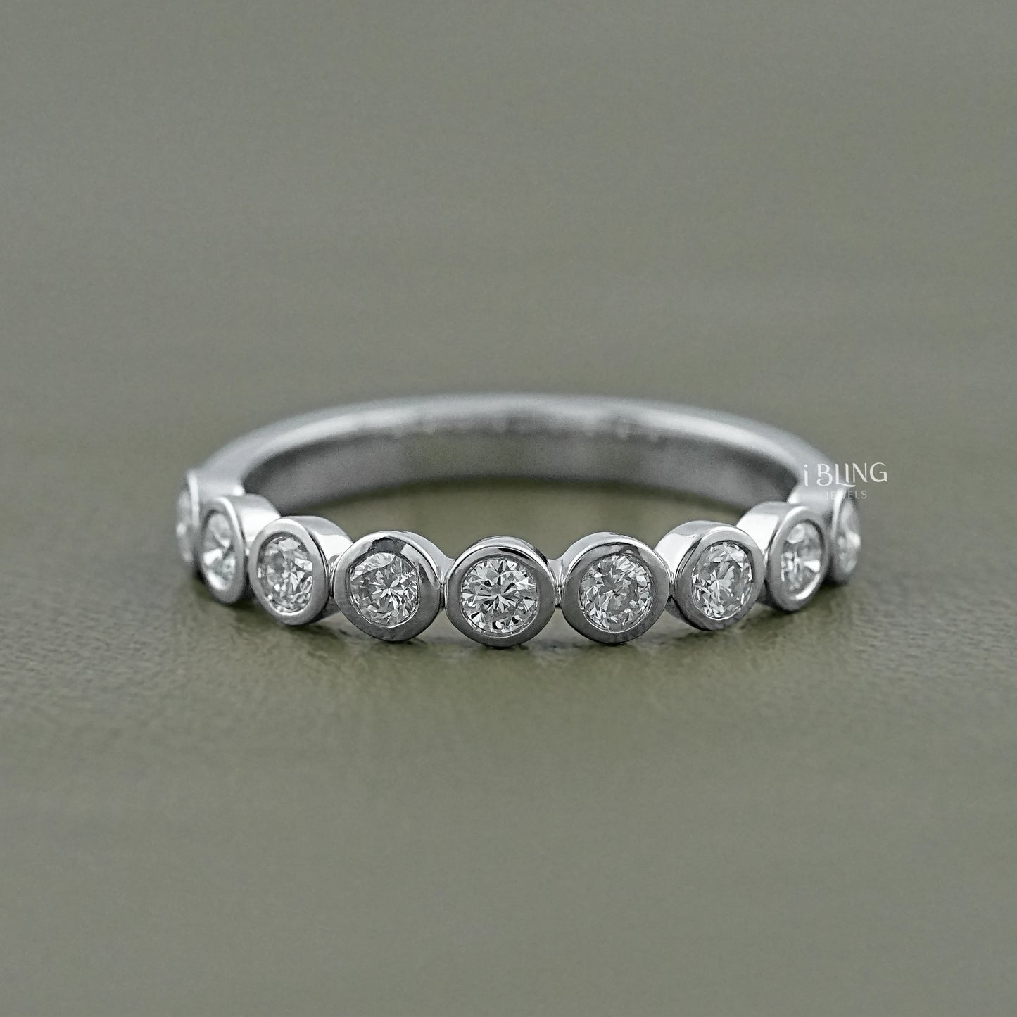 Bezel Set Lab Grown Diamond Half Eternity Band Band