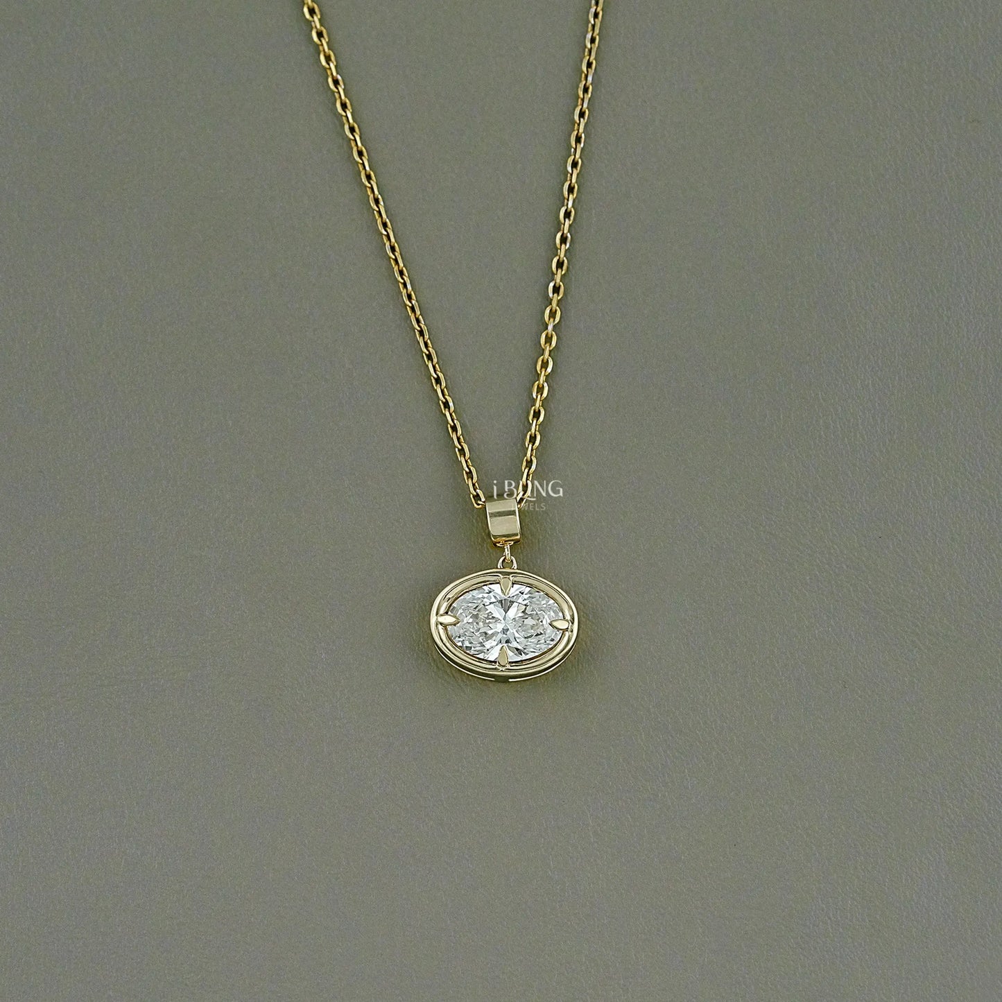 East West Oval Cut Lab Grown Diamond Pendant Pendants
