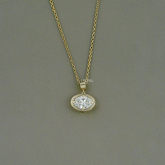 East West Oval Cut Lab Grown Diamond Pendant Pendants