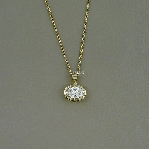 East West Oval Cut Lab Grown Diamond Pendant
