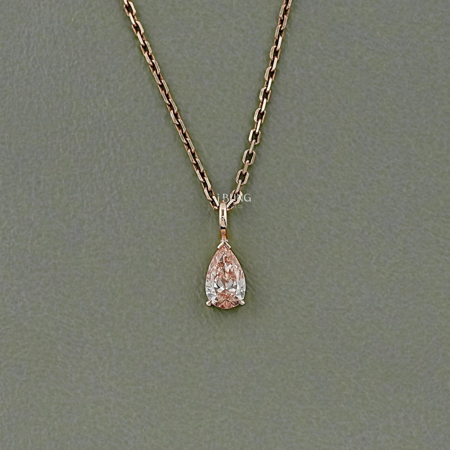Pear Cut Pink Diamond Solitaire Pendant Necklace Pendants