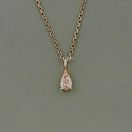 Pear Cut Pink Diamond Solitaire Pendant Necklace Pendants