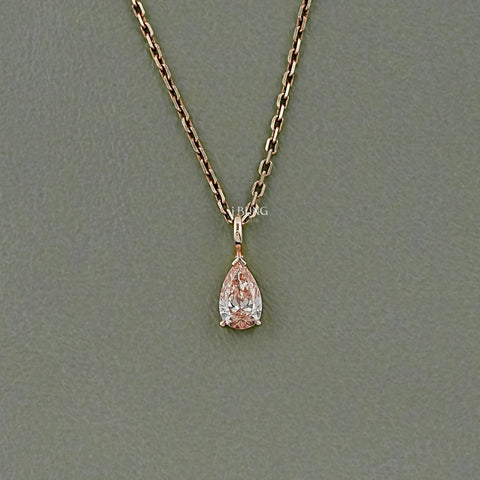 Pear Cut Pink Diamond Solitaire Pendant Necklace