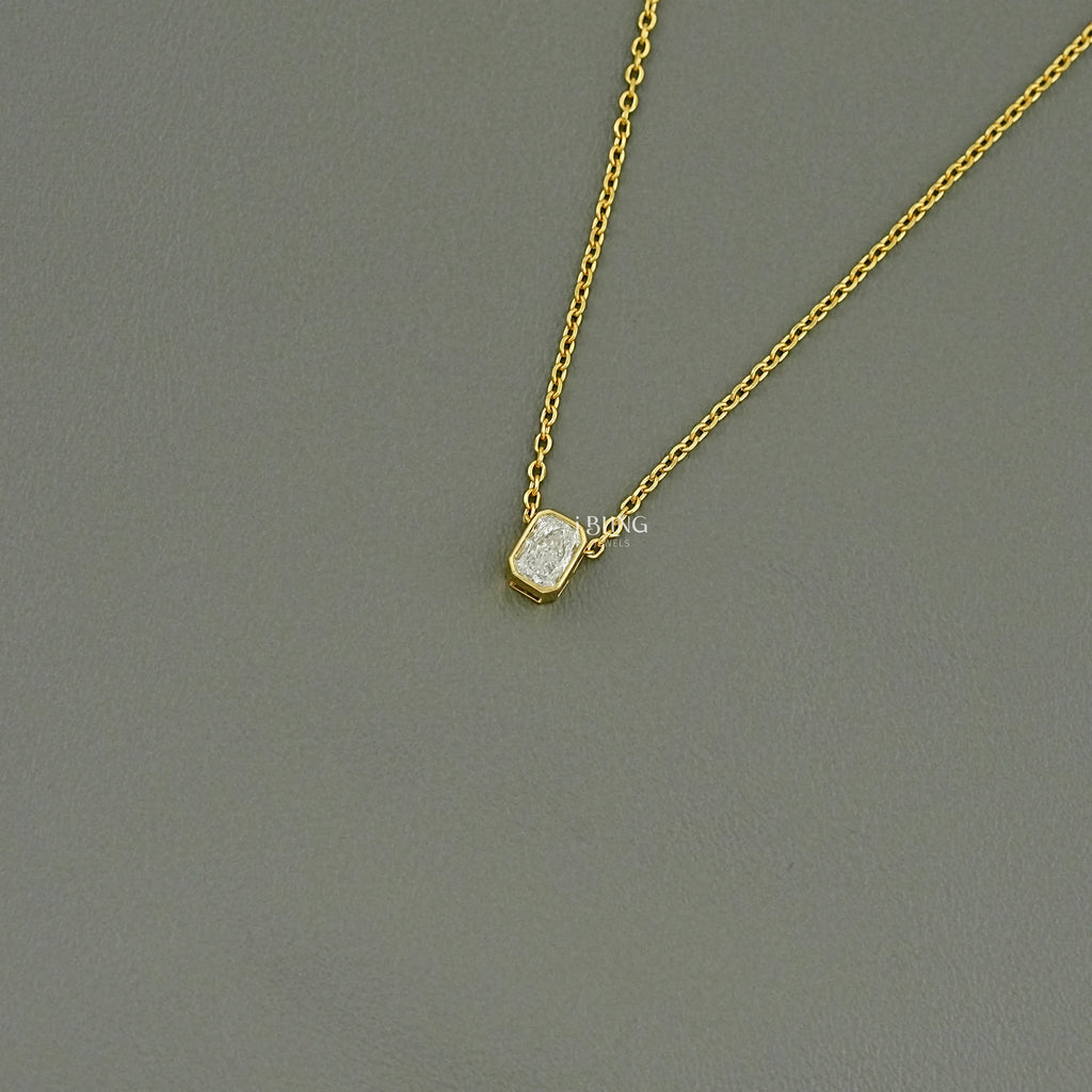 Radiant Cut Lab Diamond Solitaire Pendant Necklace