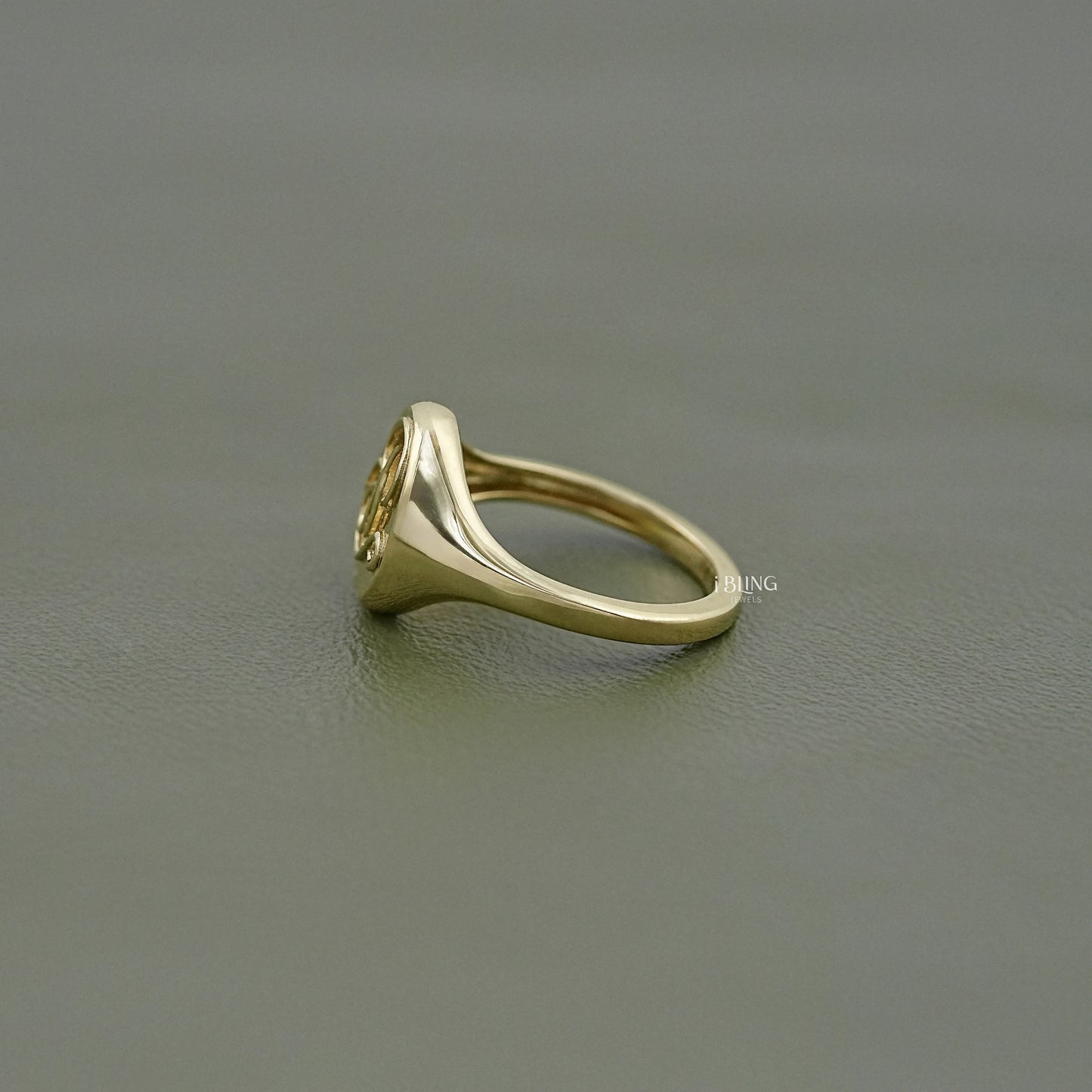 Yellow Gold Personalized Monogram Signet Ring Band