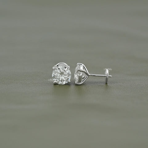 Round Cut Lab Grown Diamond Stud Earrings