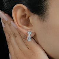 Pear Cut Lab Diamond Dangle Drop Wedding Earrings