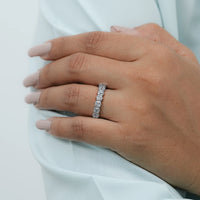 Old Mine Cushion Cut Lab Diamond Half Eternity Wedding Band