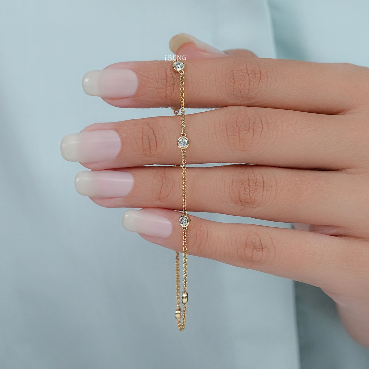 Round Cut Lab Grown Diamond Station Bracelet Chain Bracelet