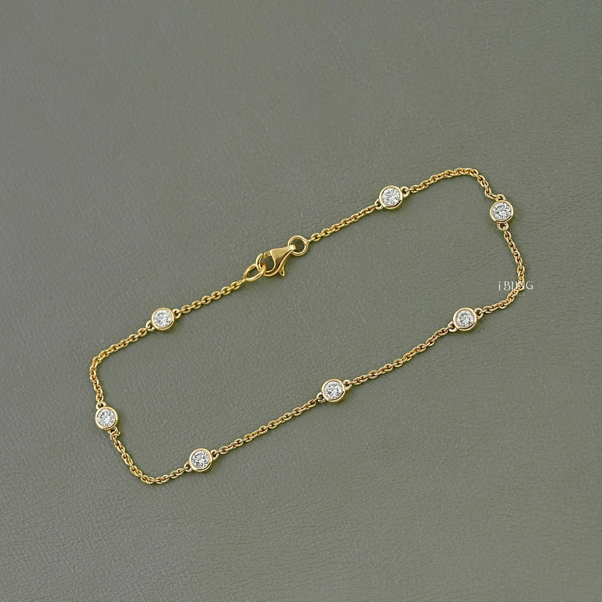 Round Cut Lab Grown Diamond Station Bracelet Chain Bracelet