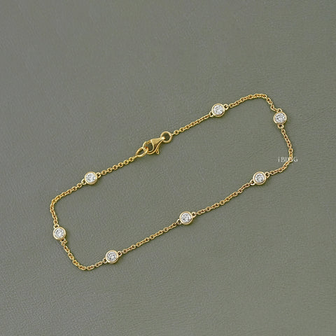 Round Cut Lab Grown Diamond Station Bracelet