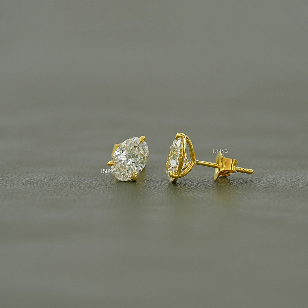 Oval Cut Lab Diamond Push Back Stud Earrings
