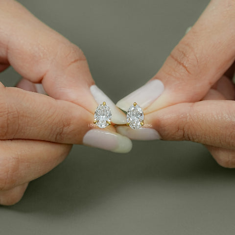Oval Cut Lab Diamond Push Back Stud Earrings